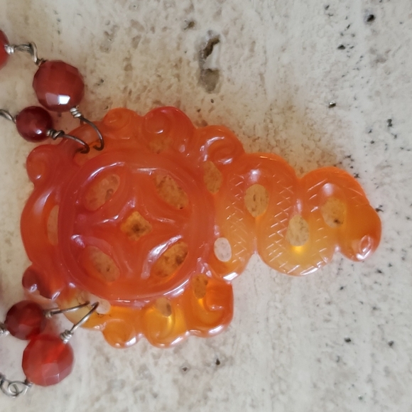Hand carved Carnelian necklace - Picture 2 of 3